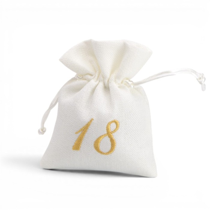 SACCHETTO RICAMATO 18ANNI ORO